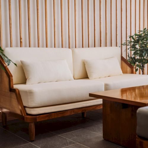 Evening architectural view inside The Amaya, highlighting warm light, shadow, and spatial rhythm